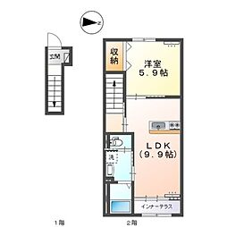 パルジェ別府 1LDKの間取図画像