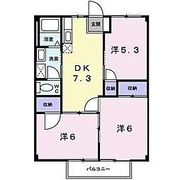 シティーブライト 3DKの間取図画像