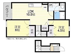 ベルデュール 2LDKの間取図画像
