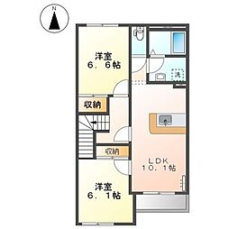 ウッドヒル 2LDKの間取図画像