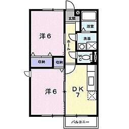 スカイハイツB 2DKの間取図画像