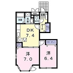 ストローガーデン 2DKの間取図画像