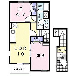カーサグレイスA 2LDKの間取図画像