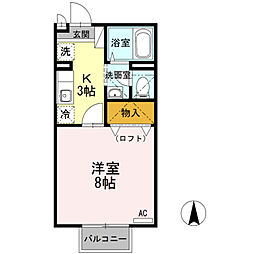ユニティコートM 1Kの間取図画像