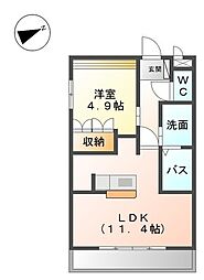 シャングリシーヌ 1LDKの間取図画像