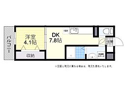 トレステーラプランドール4 1DKの間取図画像