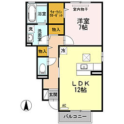 セジュール宗方 1LDKの間取図画像