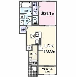 プロムナードS.T賀来北 II 1LDKの間取図画像