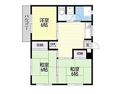 コーポふじ 3DKの間取図画像