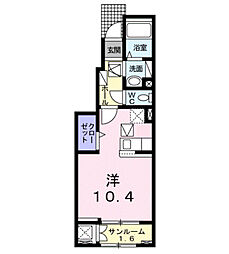 メルベーユ宗方2 ワンルームの間取図画像