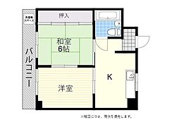 コーポ長岡 2DKの間取図画像