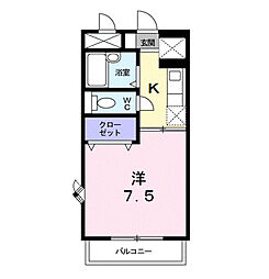 ブルースカイ鴻川 1Kの間取図画像