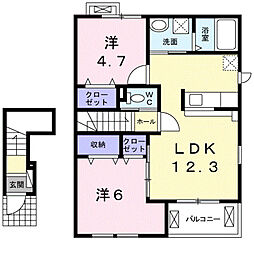 プリヴィラ 2LDKの間取図画像