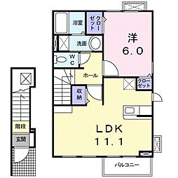 エレガントC 1LDKの間取図画像