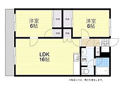 コーポ田崎 2LDKの間取図画像
