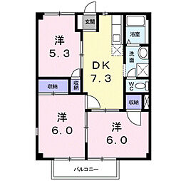 コンフォートヴィラS2 3DKの間取図画像