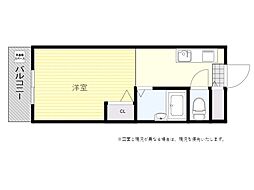第6大分ユースコーポ ワンルームの間取図画像