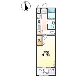 リタ・パルティール 1Kの間取図画像