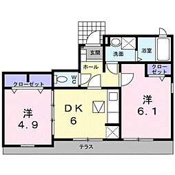 それいゆ3 2DKの間取図画像