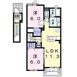 エテルノM・M1 2LDKの間取図画像