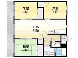 寺西ビル2 3LDKの間取図画像