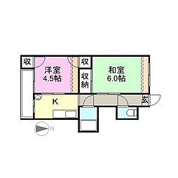 第1池辺ビル 2Kの間取図画像