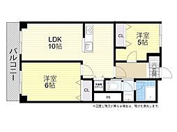 清友ビル 2LDKの間取図画像