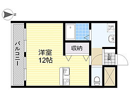 ベルドミール2番館 ワンルームの間取図画像