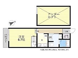 REGINA滝尾 1Kの間取図画像