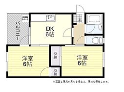 ル・モンド大分2 2DKの間取図画像