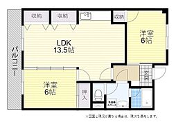 第2清弥マンション 2LDKの間取図画像
