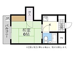 サンビル 1Kの間取図画像
