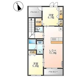 メルヴェーユ2 2LDKの間取図画像