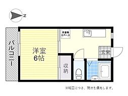 ローズコーポ・まき 1Kの間取図画像