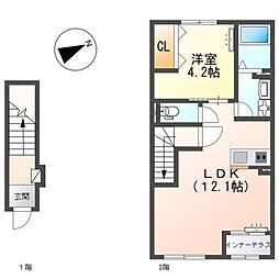 メゾン皆春 1LDKの間取図画像