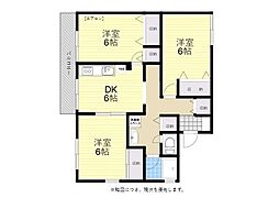 ニューコスモB 3DKの間取図画像