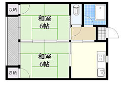 松栄荘 2DKの間取図画像