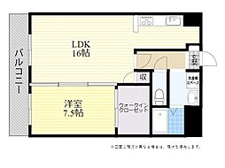 鶴羽ビル2 1LDKの間取図画像