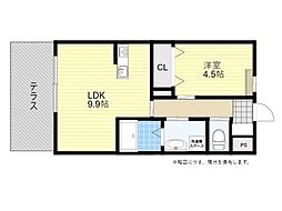 ヴェルジェ庄の原 1LDKの間取図画像