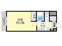 フォブール大手町 1Kの間取図画像