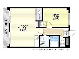 日宝グランディ中島 1LDKの間取図画像