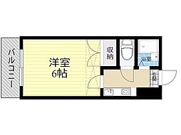 レオパレス東大道 1Kの間取図画像