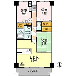 リシェス城崎 3LDKの間取図画像
