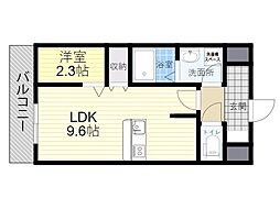 トレステーラ顕徳 1LDKの間取図画像
