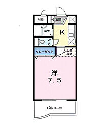 GRACE.ONE 1Kの間取図画像