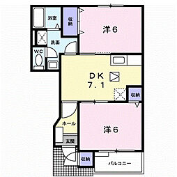 エーデルハイツ3号館 2DKの間取図画像
