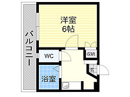 パサージュ勢家 1Kの間取図画像