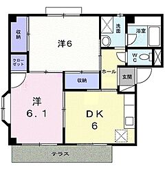 カーサシゲル 2DKの間取図画像