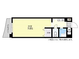 メトロノーム中島 1Kの間取図画像