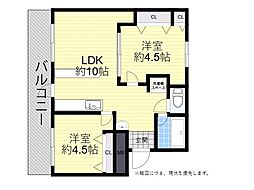 レジデンス加藤 2LDKの間取図画像
